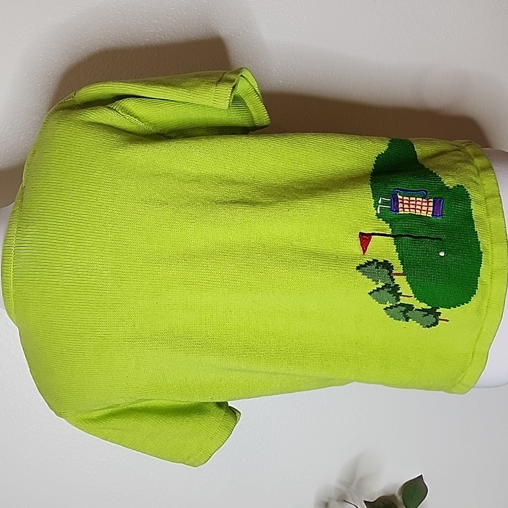 Vintage Classic Marisa Christina Green Golf Course Button Down Sweater Graphic - Picture 11 of 14